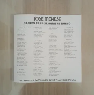 LP Cantes para hombre nuevo José Menese Flamenco
