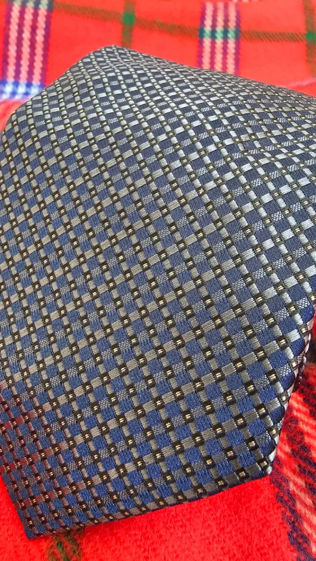 Corbata azul y roja con diseño de cuadros