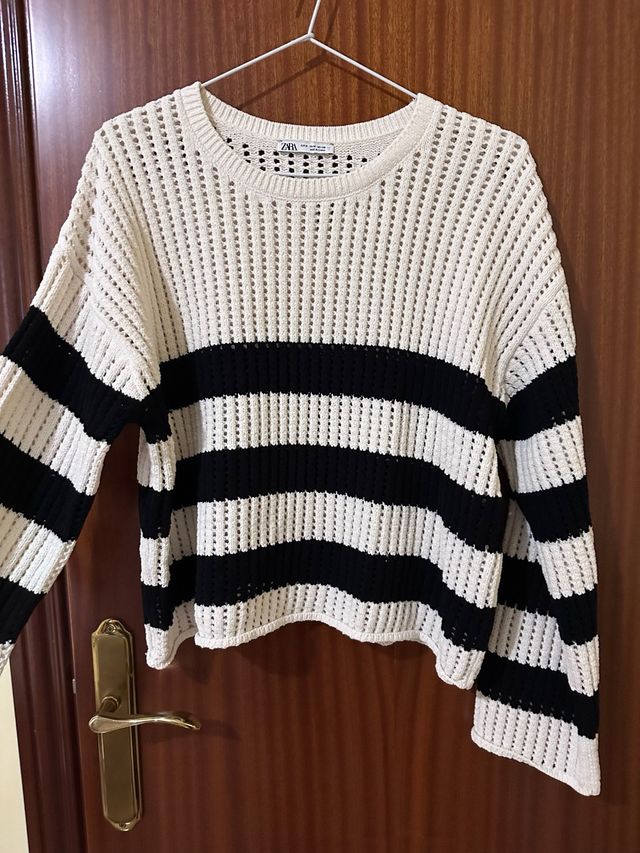 Jersey Zara Rayas Blanco y Negro