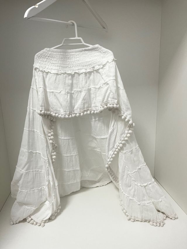 Conjunto Ibicenco Top y Falda Blanco 10-12 Años