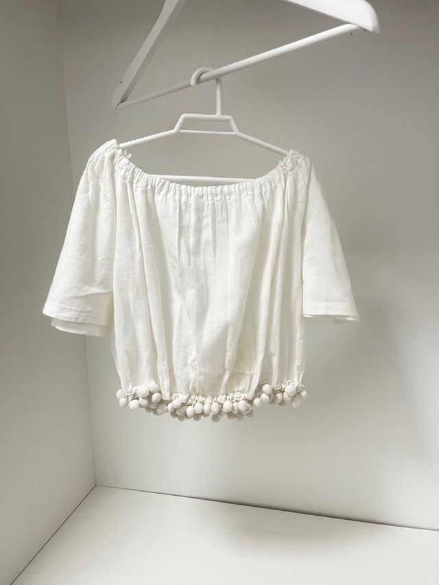 Conjunto Ibicenco Top y Falda Blanco 10-12 Años