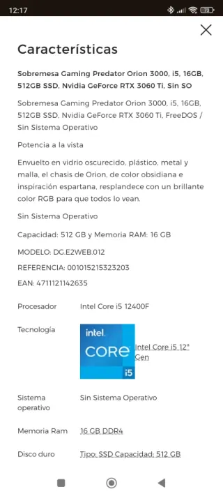 Ordenador Gaming Acer