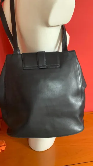 Borsa Genny vintage pelle nera fibbia oro