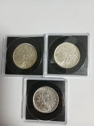 3 Monedas 5 Francos Franceses