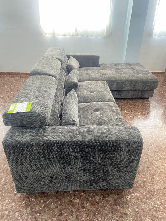 SOFÁ CHAISE LOUNGE GRÍS TELA