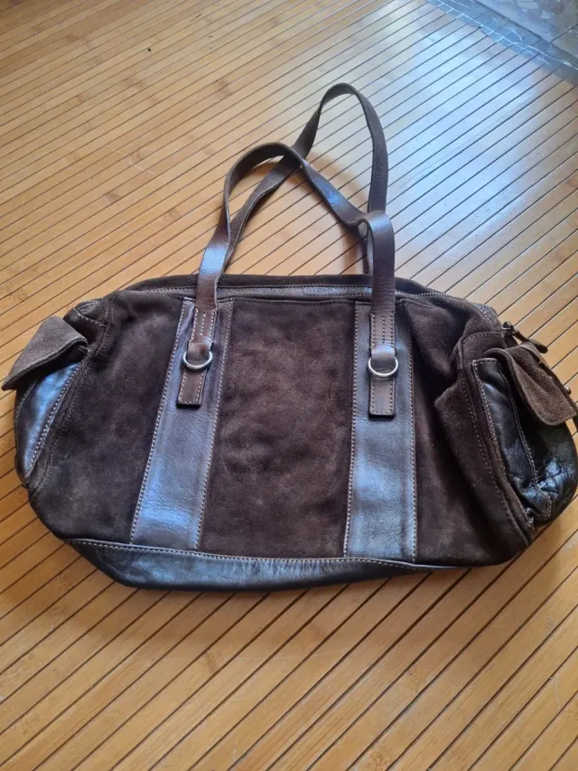 Bolso de piel y ante marrón Bilso