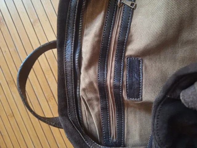 Bolso de piel y ante marrón Bilso