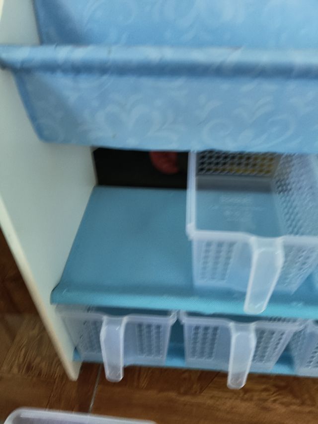 Organizador de tela y plástico azul