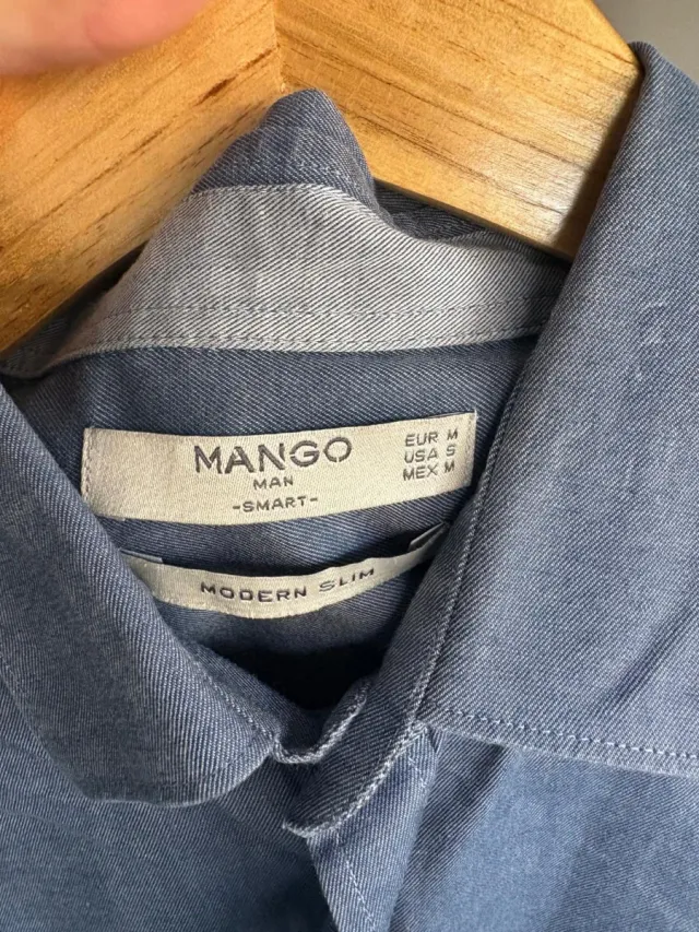 Camisa Mango Hombre Talla M Azul Marino