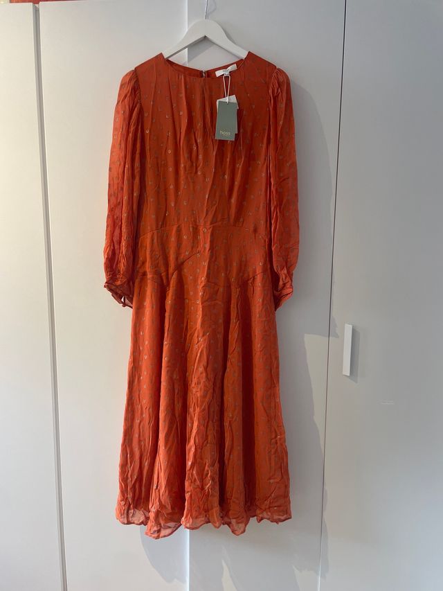 Vestido Hoss Intropia Naranja Estampado dorado