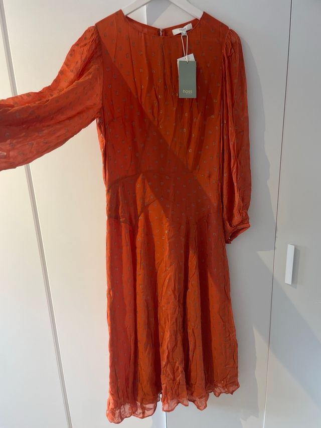 Vestido Hoss Intropia Naranja Estampado dorado