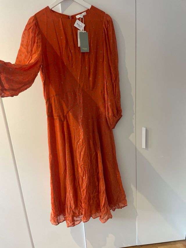 Vestido Hoss Intropia Naranja Estampado dorado