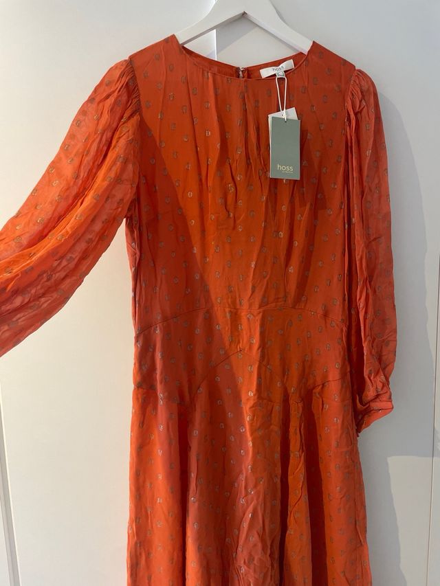 Vestido Hoss Intropia Naranja Estampado dorado