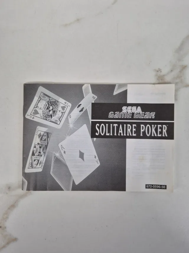 Manual Juego Solitaire Poker Sega Game Gear