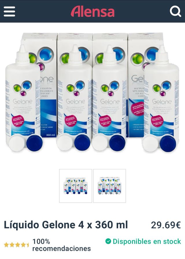 Pack 4 Líquidos Lentillas Gelone 360ml