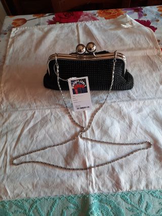 Borsetta vintage perla nera con catena