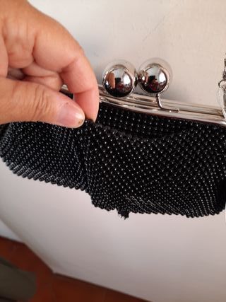 Borsetta vintage perla nera con catena
