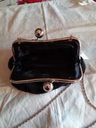 Borsetta vintage perla nera con catena