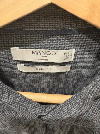 Camisa Mango Slim Fit Negra Puntos Blancos Talla M