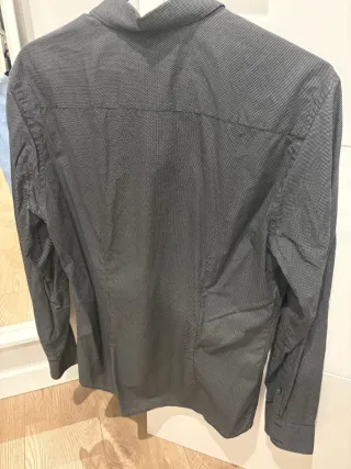 Camisa Mango Slim Fit Negra Puntos Blancos Talla M