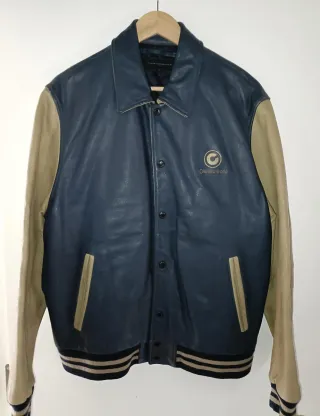 Cazadora Cuero Chevignon Azul y Beige