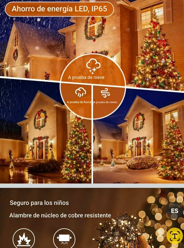 2 Guirlandas 200+200 leds Branco Quente e 20m+20m