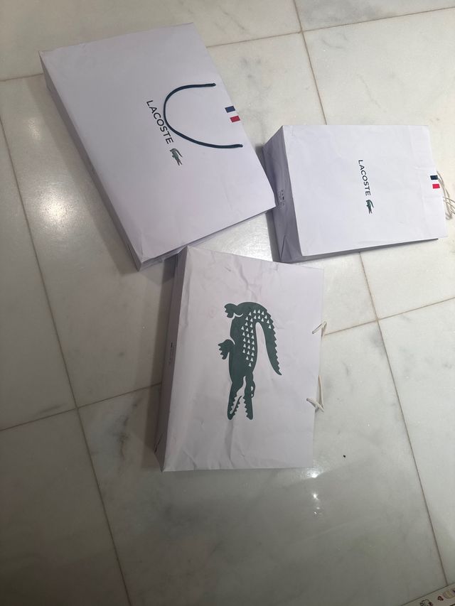 3 Bolsas de Papel Lacoste Blancas