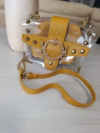 Bolso transparente dorado fiesta