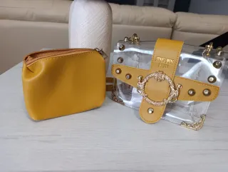 Bolso transparente dorado fiesta