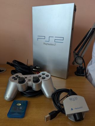 PlayStation 2 Slim Argento + Controller + EyeToy