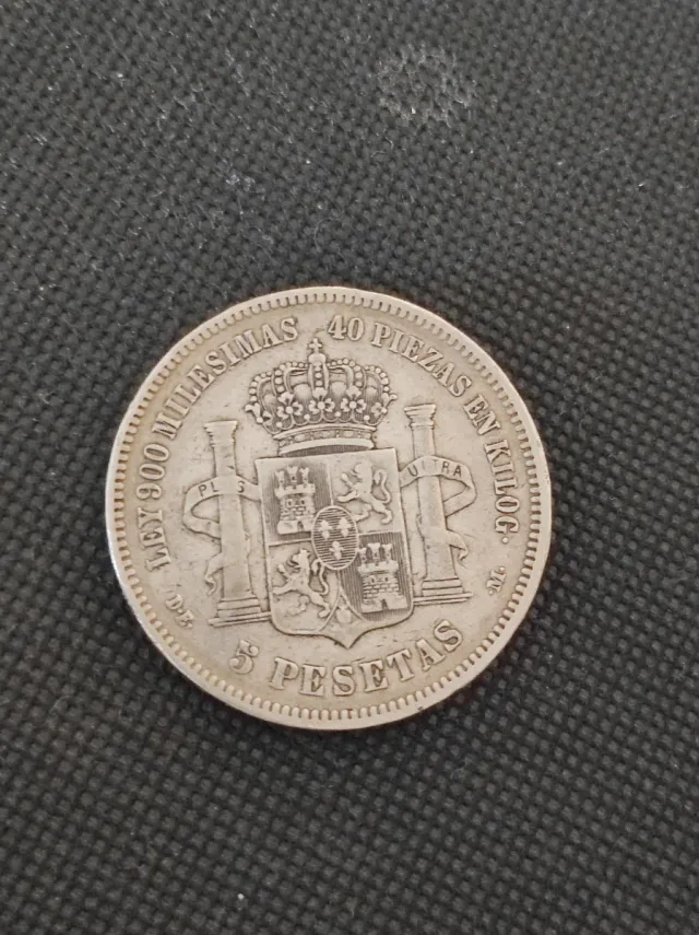 5 Pesetas Plata Alfonso XII 1875