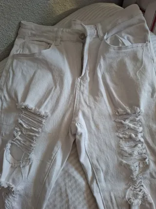 Pantalones vaqueros blancos rotos hombre