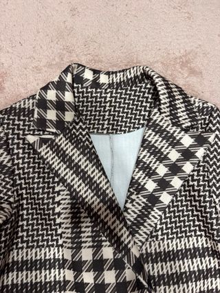 Casaco xadrez preto e castanho tamanho S