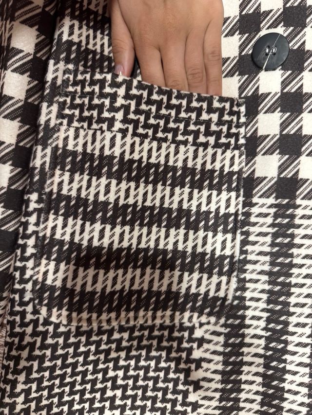 Casaco xadrez preto e castanho tamanho S