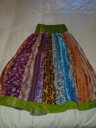 Falda Hindú Estampada de SedaTalla Única