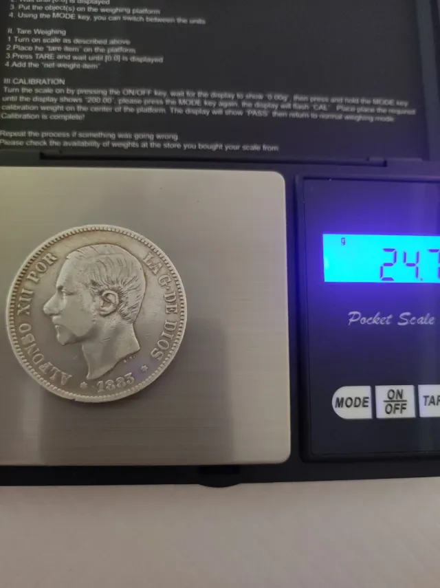 5 Pesetas Alfonso XII Plata 1883