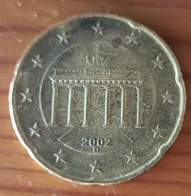 2 Monedas 1 Euro 2002 de 2002 y 20 céntimos 2002
