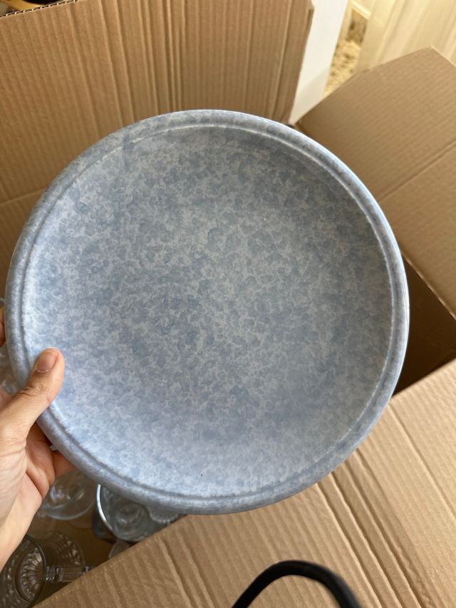 Juego de 12 platos de cerámica azul y gris