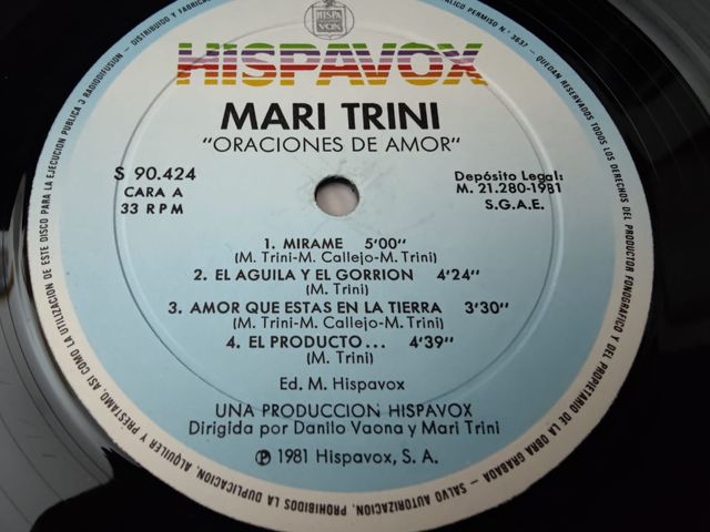 Vinilo Mari Trini - Oraciones de amor