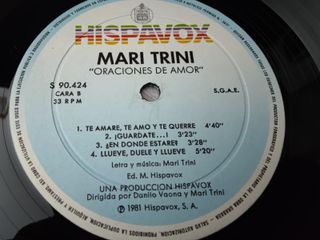 Vinilo Mari Trini - Oraciones de amor