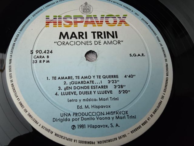 Vinilo Mari Trini - Oraciones de amor