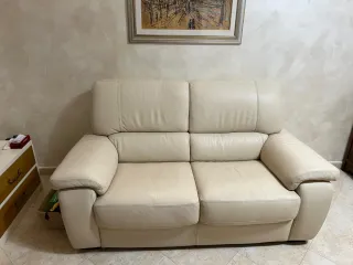 Set 2 divani 3 posti + 2 posti in pelle