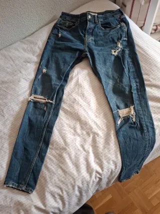 Zara Jeans Hombre Desgastados Azules