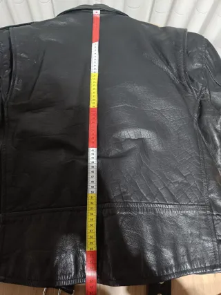 Chaqueta Cuero Hombre Cruzada Negra