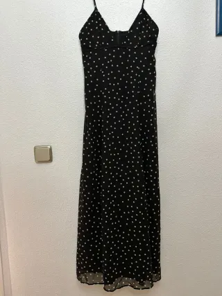 Vestido largo negro lunares