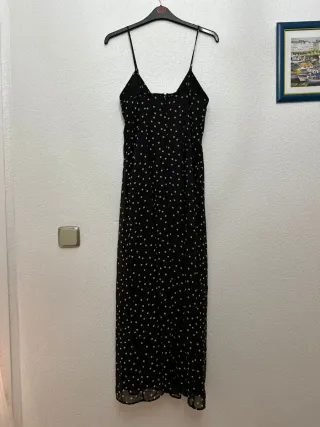 Vestido largo negro lunares