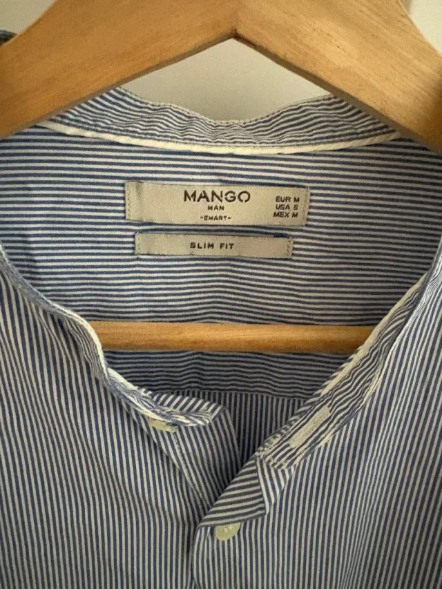 Camisa Mango Slim Fit Rayas Azul Talla M