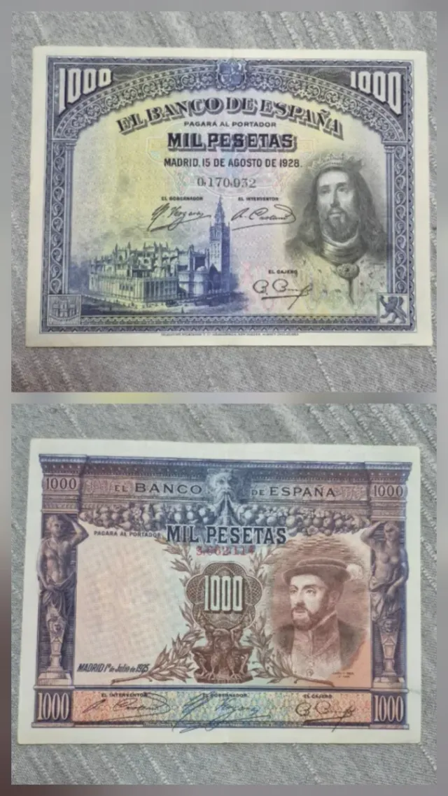 Lote 2 Billetes S/C 1000 Pesetas España 1928-1925