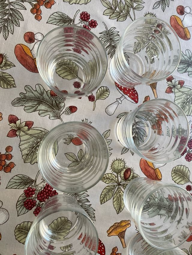 Vasos de vidrio con diseño acanalado