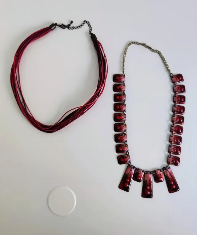 Conjunto 2 collares tonos rojizos